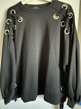 Zara Black Sweatshirt with Silver Eyelet Details